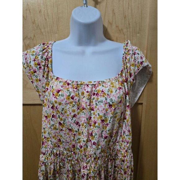 Floral Knit Babydoll Dress By Super Soft Torrid Size 2 With Square Neck & Flutte - Picture 4 of 6